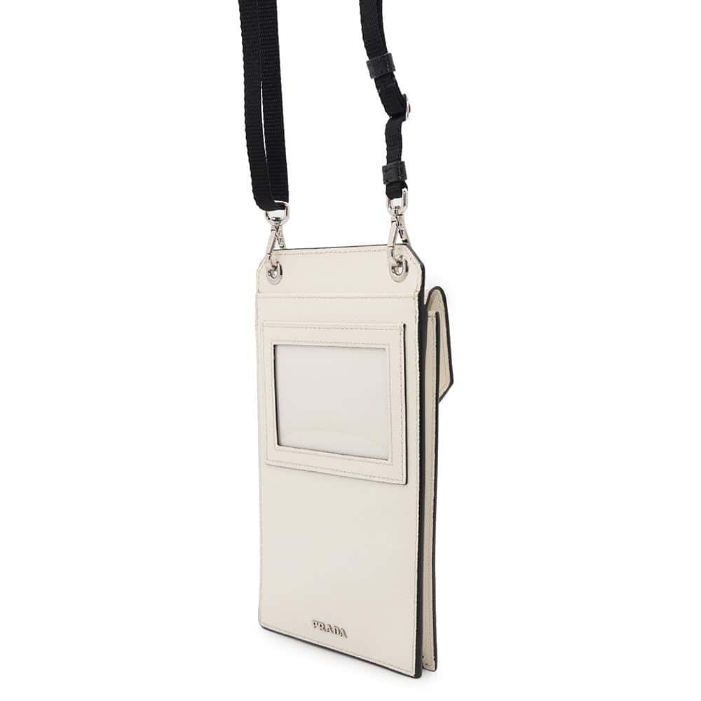 Prada Phone White Pouch Holder Smartphone Card Leather